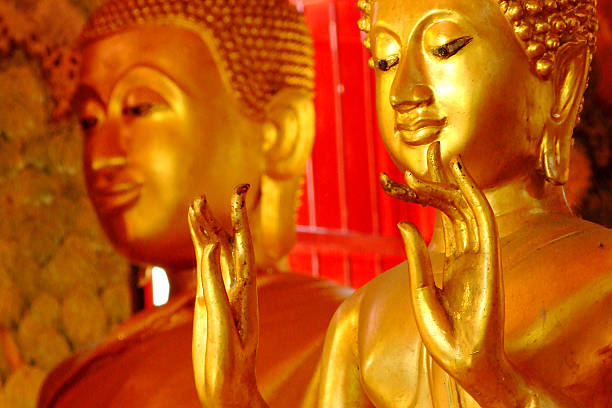 istock Face of gold buddha Thailand 464996583
