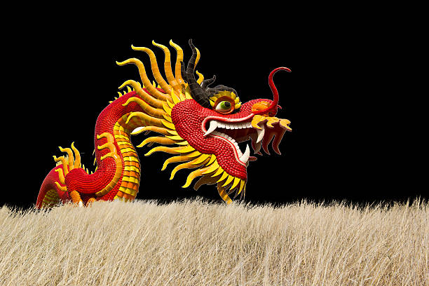 statue de dragon chinois de chonburi - thailand animal asia bayonet photos et images de collection