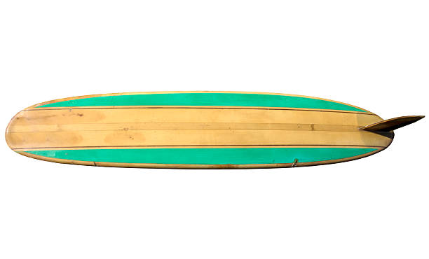 istock Vintage 60's Surfboard isolated on white 464999710