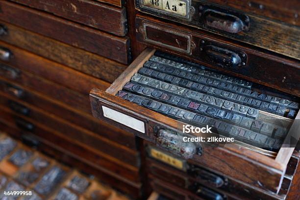 Metal Printing Press Letters Stock Photo - Download Image Now - Printing Press, Old, Letterpress
