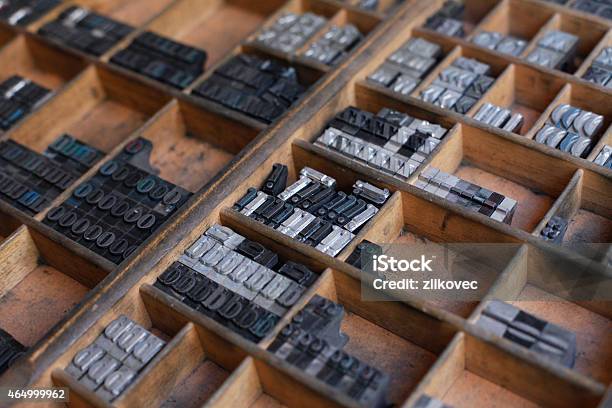 Metal Printing Press Letters Stock Photo - Download Image Now - Journalism, Order, Typesetter