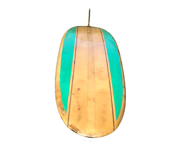 istock Vintage 60's Surfboard isolated on white 465000124
