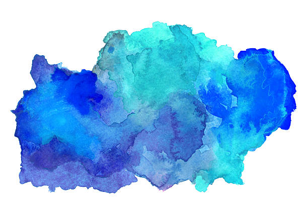 水彩青染色 - 紙に水彩点のイラスト素材／クリップアート素材／マンガ素材／アイコン素材