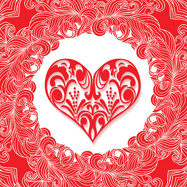 vektor-papier verzierten herzen. happy valentinstag. - frame romance ornate valentine card stock-grafiken, -clipart, -cartoons und -symbole