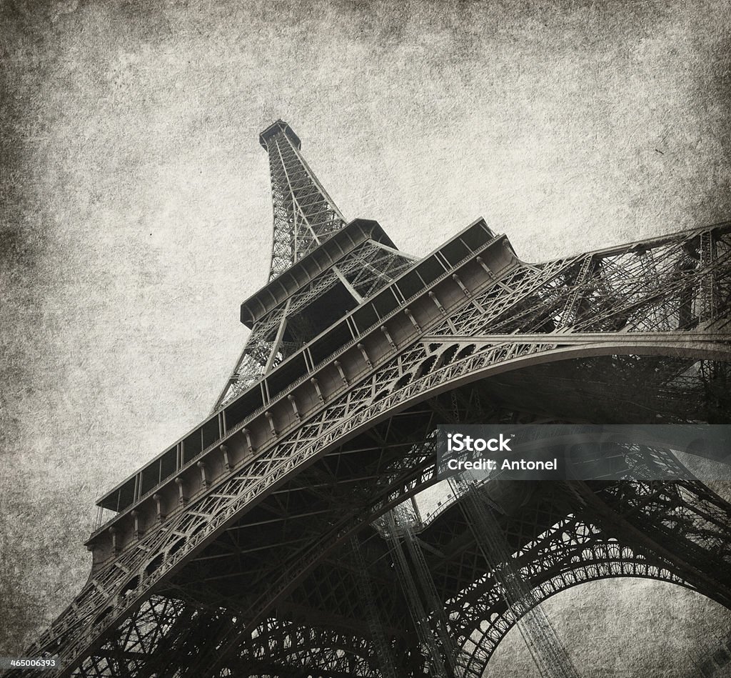 Eiffel tower. Eiffel tower. Photo in grunge style. Paper texture. Abstract Stock Photo