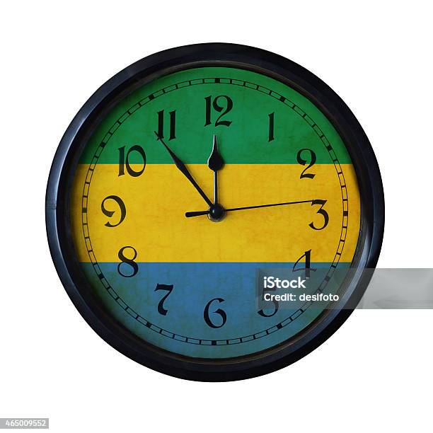 Gabon Flag Wall Clock Watch Port For Same Series Stock Photo - Download Image Now - 2015, Africa, Antique