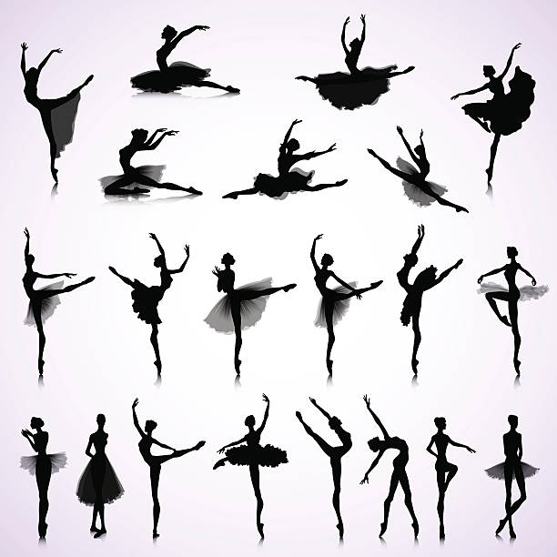 zestaw kobieta balet - jazz ballet stock illustrations