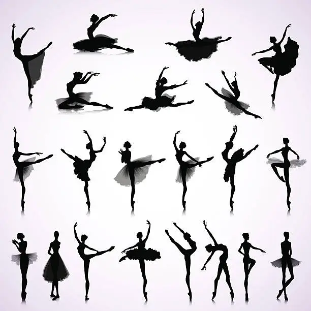 Vector illustration of Set of female ballet