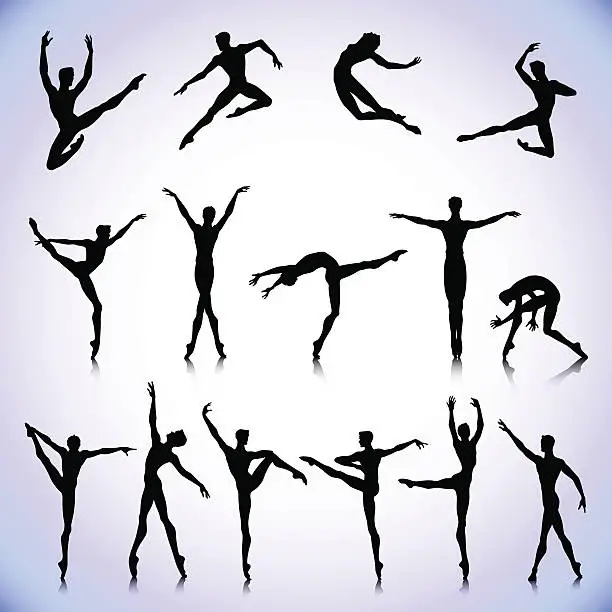 Vector illustration of Set of male ballet dancers