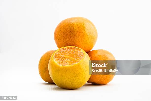 Orange On A White Background Stock Photo - Download Image Now - 2015, Citrus Fruit, Colors