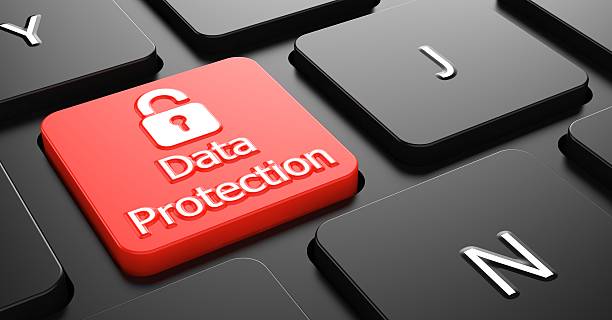 istock Close-up of keyboard zoomed in on a red Data Protection key 465010979