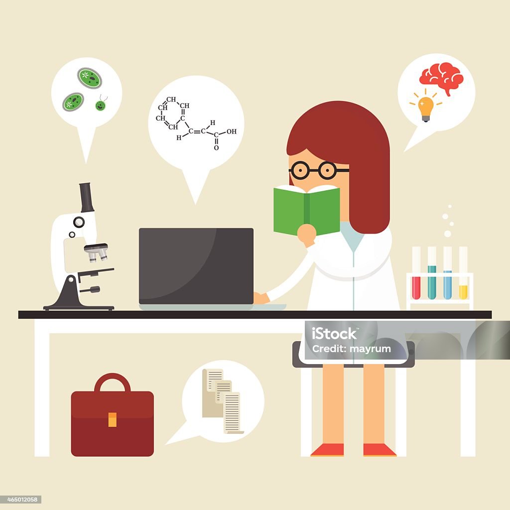 Science Work Vector Image Vector Illustration Of A Scientist At Work Flat Style Stock ...