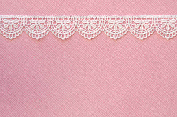 Pretty floral lace border on pink colored paper that can be used as a background for scrapbooking, cards, or invitations