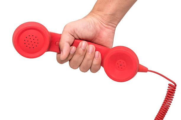 istock Telephone receiver in hand isolated on a white background 465019460