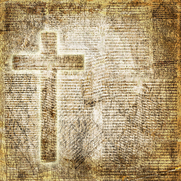 Glowing holy cross on abstract paper background