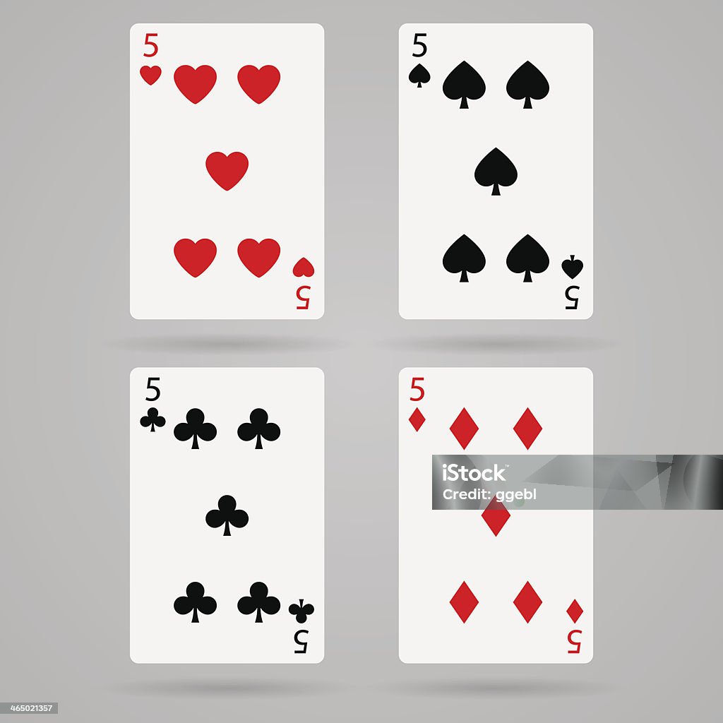 5 Common Card Vector Five Cards Stock Illustration - Download Image Now - Hearts ...