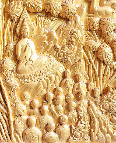 istock Buddha carved that the door. 465023650
