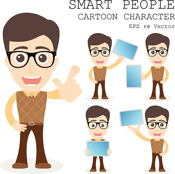 Vector illustration of Smart people cartoon character eps 10 vector illustration