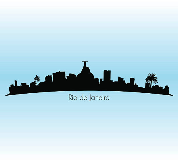 Rio De Janeiro Rio de Janeiro vector Skyline illustration with palm trees cristo redentor rio de janeiro stock illustrations