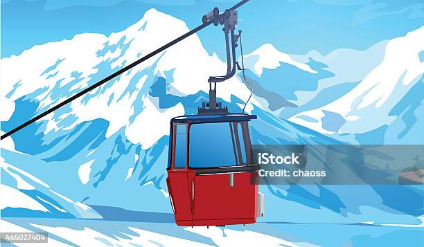 Cableway In Swiss Alps Stock Illustration - Download Image Now - Overhead Cable Car, Switzerland, 2015