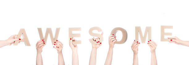 istock Awesome 9 hands holding up the word 465027438
