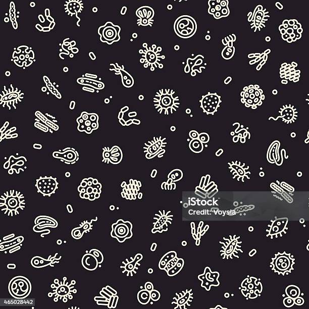 Dark Seamless Pattern With Bacteria And Germs Stock Illustration - Download Image Now - Bacterium, 2015, Amoeba