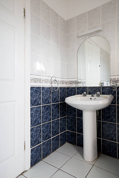 пьедестал погрузитесь в прекрасный ванная комната - sink bathroom pedestal tile стоковые фото и изображения