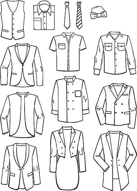 Menswear A set of men's jackets, shirts and ties, vector illustration mens fashion stock illustrations