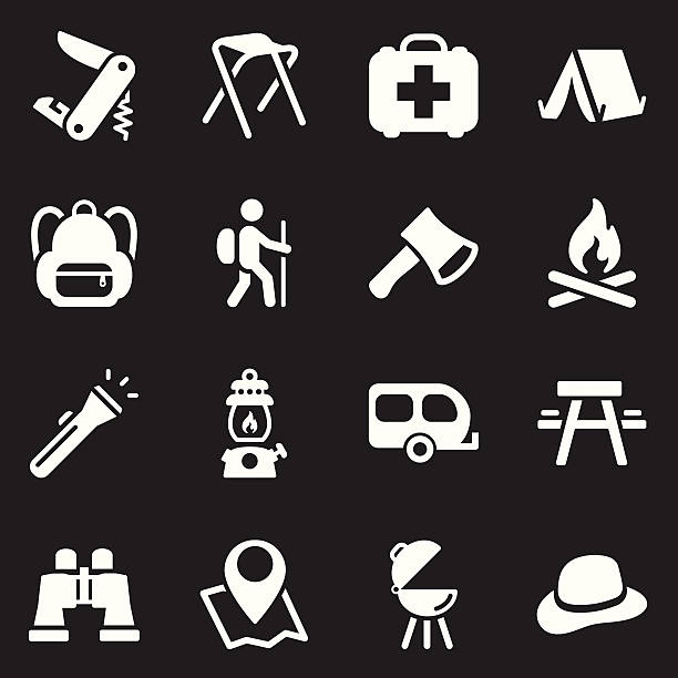 Camping Icons | White Series ector File of Camping Icons  film trailer music stock illustrations