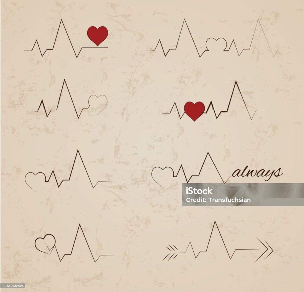 Collection Of Vector Heartbeat Tattoo Designs Stock Illustration ...
