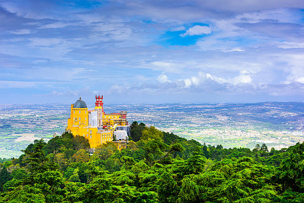 sintra, portugal view - sintra stockfoto's en -beelden