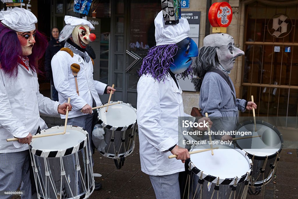Basel (Switzerland) - Carnival 2015 Basel, Switzerland - February 23, 2015: The Carnival at Basel (Basle - Switzerland) in the year 2015. The picture shows some costumed people on February 23, 2015. 2015 Stock Photo