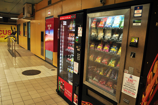 New South Wales, Australia - January 24, 2015: Vending machine at Subway Train in New South Wales, Australia.