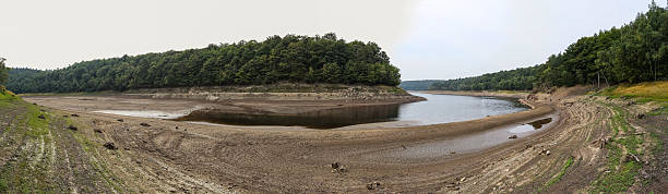 Waterless lake panoramic stock photo
