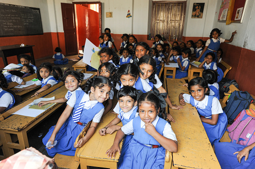 Fort Cochin, India - 22 January 2015: pupils in classroom at them school of Fort Cochin on India