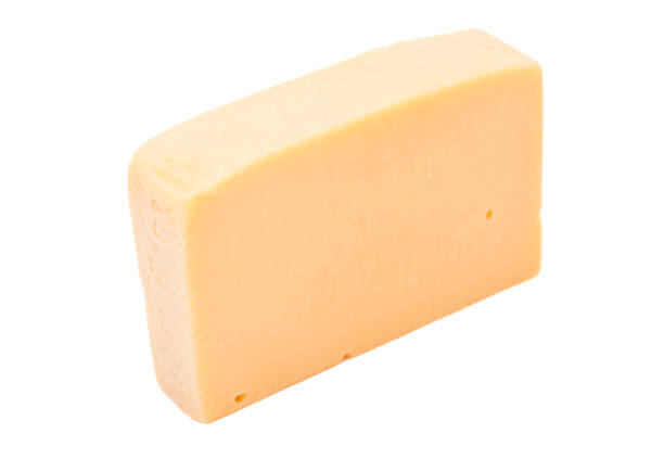 istock Piece of cheese isolated on white 465045030