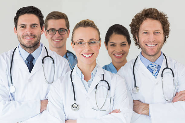 istock Happy nurses and doctors in hospital 465046350