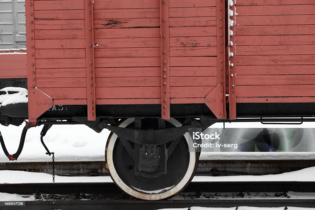 old boxcar fragment of an old railway car at the station 2015 Stock Photo