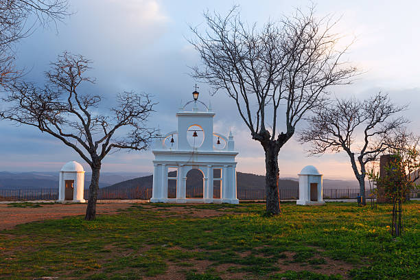 Arias Montano monument, in the village of Alajar, Huelva, Spain stock photo
