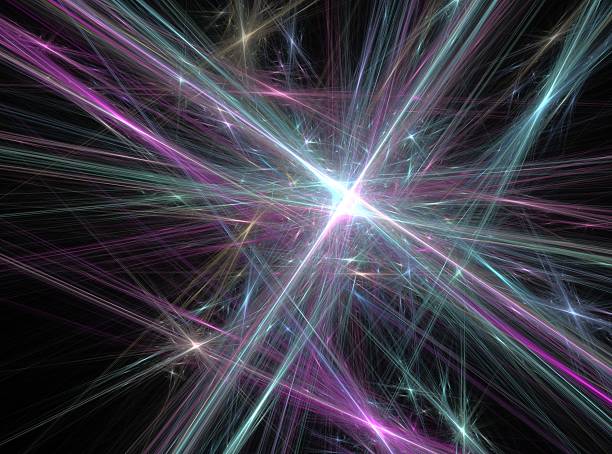 istock Green and violet abstract lines fractal effect light background 465049490