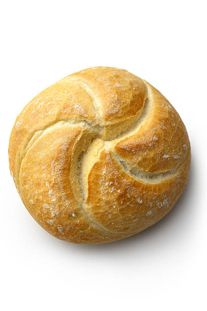 выпечки: булочка кайзер - bread isolated white portion стоковые фото и изображения