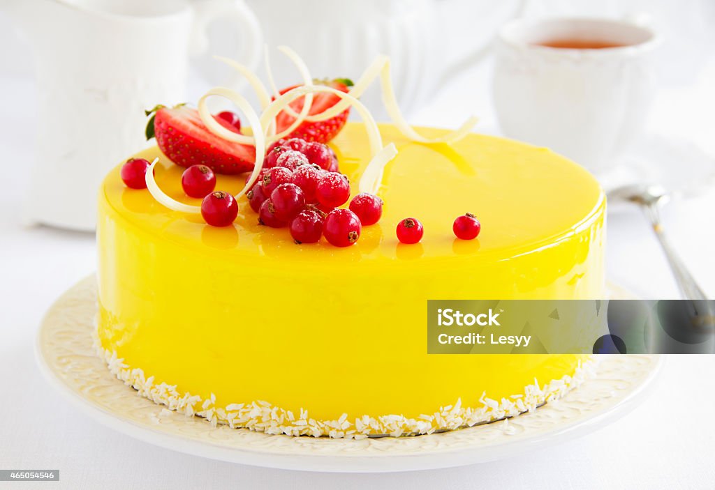 Lemon-strawberry cake mousse. Lemon-strawberry cake mousse.Lemon-strawberry cake mousse. 2015 Stock Photo