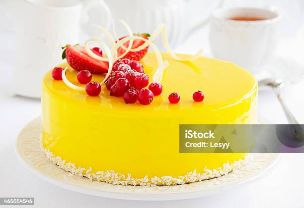 Lemonstrawberry Cake Mousse Stock Photo - Download Image Now - 2015, Cake, Cocktail