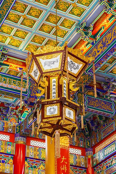 Lamp in Chinese temple at Wat Leng -Noei-yi 2  Bangkok Thailand.