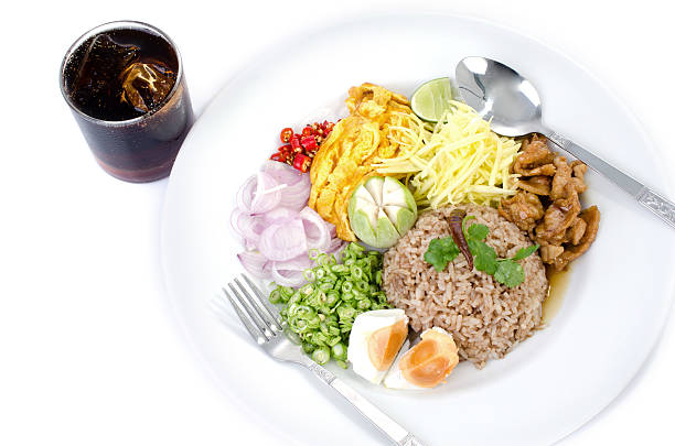 fry rice and the shrimp paste with Cola soft drink , Thai food
