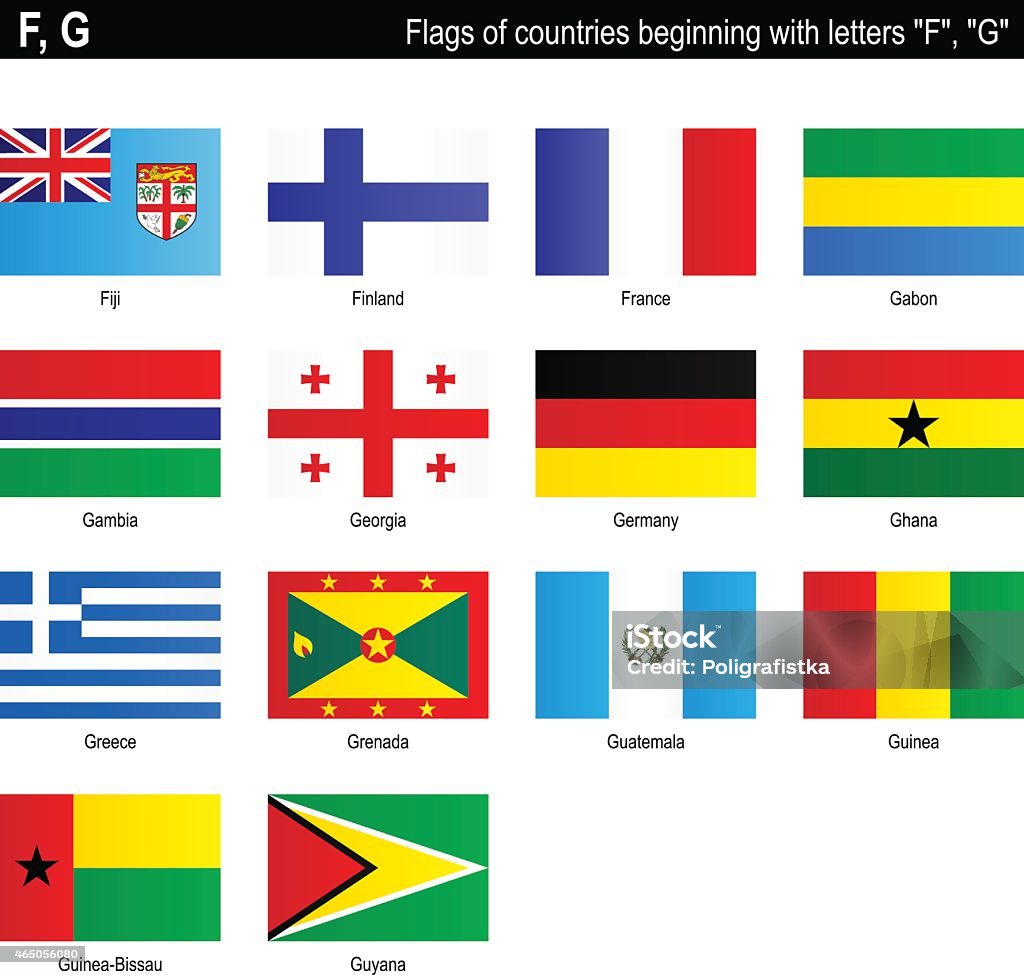 Banderas de países de "F", "G" - arte vectorial de 2015 libre de derechos