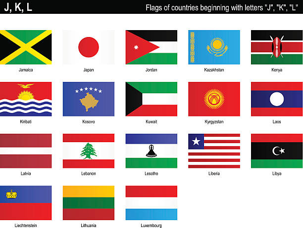Flags of countries - "J", "K", "L" Flags of countries - "J", "K", "L" lesotho flag stock illustrations