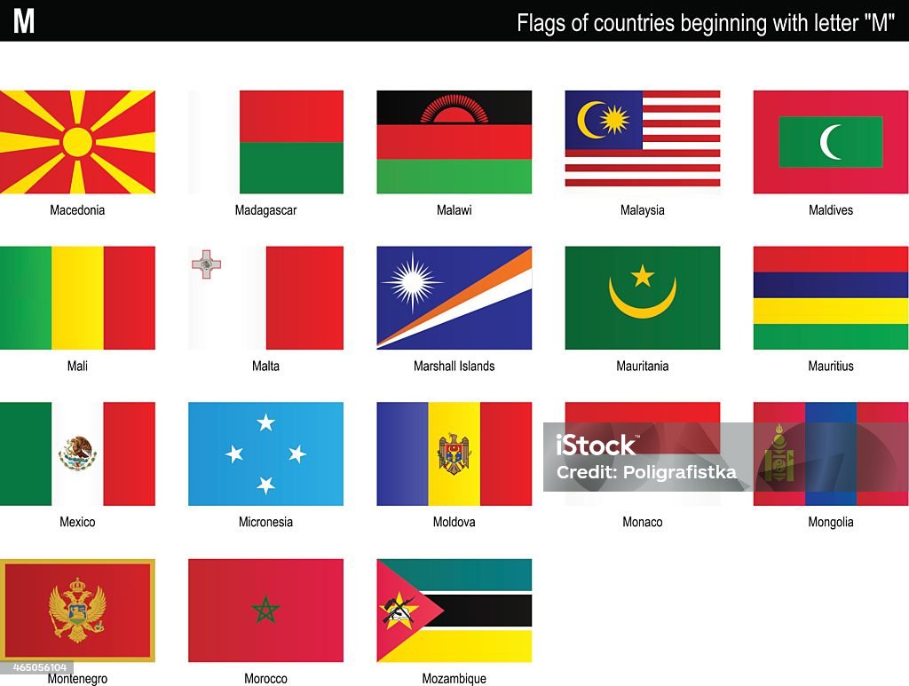 Banderas de países de "M" - arte vectorial de 2015 libre de derechos