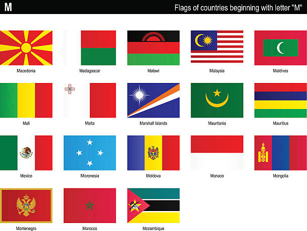 Flags of countries - "M" Flags of countries - "M" moldovan flag stock illustrations