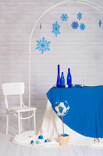  Buffet served in the winter blue with snowflakes